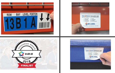 Multiple examples of Clean Release removable warehouse label