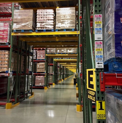 Warehouse tunnel with totem label