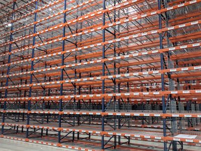 Newly labeled warehouse racking