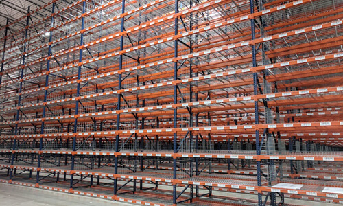 Newly labeled warehouse racking