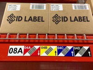 magnetic warehouse rack label with SideScan barcodes