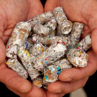 Fuel pellets made from ID Label production waste