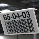 overhead warehouse location barcode sign