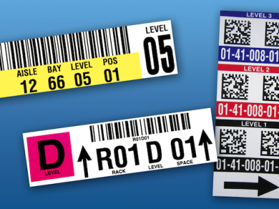 Multiple warehouse rack labels