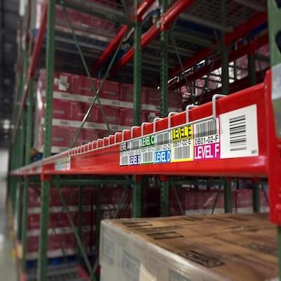 color warehouse rack location label