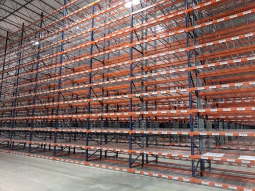 new warehouse racks with labels