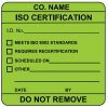 ISO certification label sample