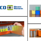 Multiple images of warehouse rack relabeling solution