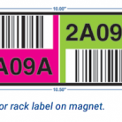 Two-color warehouse rack label on magnet