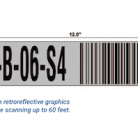 warehouse rack label with retroreflective material for long-range scanning