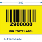 Yellow warehouse tote/bin label