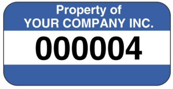 fixed asset label with numbers