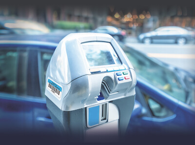 parking meter with asset barcode tag